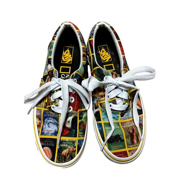 VANS NATIONAL GEOGRAPHIC SHOES SZ 7.5 LOW TOP AUTHENTICS RARE NEW LACES WOMENS - Picture 2 of 7